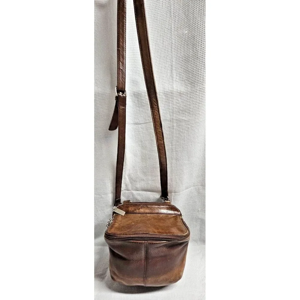 Vintage HOBO INTERNATIONAL crossbody bucket‎ wallet built in leather bag brown